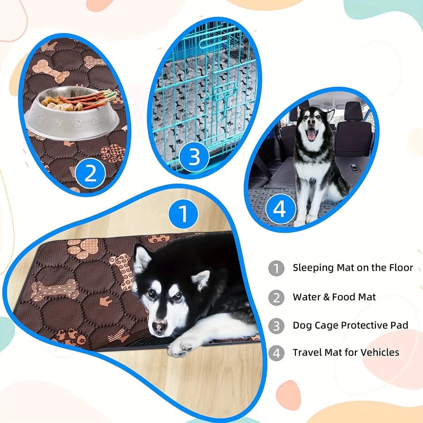 2pcs Large Pet Dog Pee Pads, Rosa Rink Washable Sleep Play Pad, Reusable Dogs Puppy Pads Pet Training Pads for Dogs winter