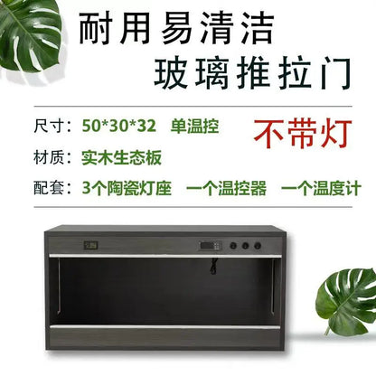Solid Wood Reptile Breeding and Warming Box,Constant Temperature Habitat for Lizard Tortoise Snake and Small Pets