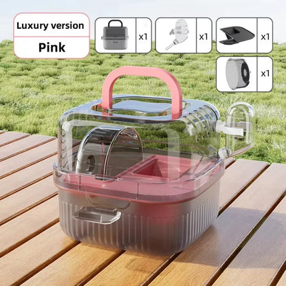 Portable Hamster Carrier Outdoor Cage for Small Pets Travel Cage with Secure Lock and Ventilation for Hamsters，Fancy Rat