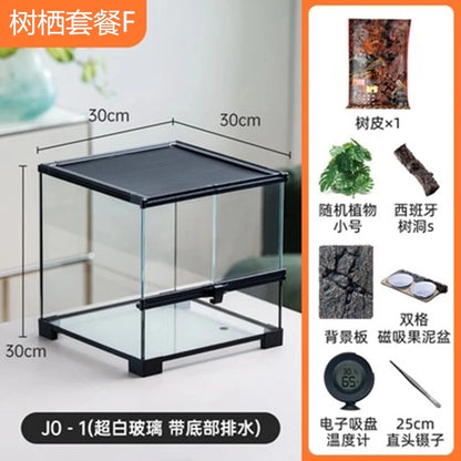 Ecological landscape reptile terrarium with natural decoration,suitable for chameleon,horned frog,and lizard,full habitat set