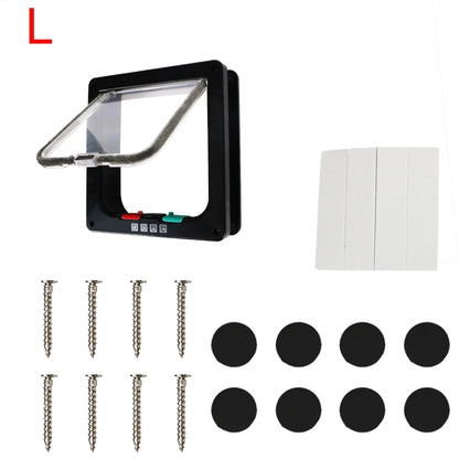 For Dog Cat Kitten ABS Plastic Dog Cat Flap Door With 4 Way Lock Security Flap Door Small Pet Supplies Cat Puppy Safety Gate