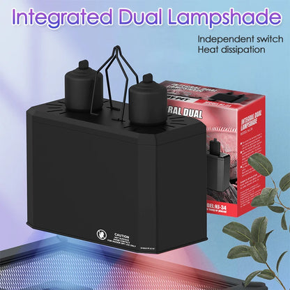 Large Reptile Turtle Feeding Box Rainforest Tank UVA Sun Lamp UVB Heating Integrated Dual Lampshade Amphibians Lighting