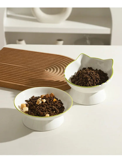 Cat Bowl Ceramic Cat Food Bowl Dog Bowl Food Bowl Rice Bowl Large-diameter Water Bowl Slanted Mouth Bowl Anti Knock Pet Supplies