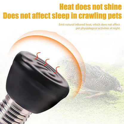 1Pc 220-240V Far Infrared Heating Lamp Black Ceramic E27 Pet Warmer Bulb Brooder Chickens Tortoise Lizard Reptile Light 20-80W