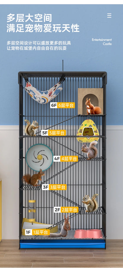 ‌Jumbo Hedgehog Sugar Glider Cage - Reinforced Escape-Proof Habitat, Chew-Resistant Large Base for Rats Hamsters