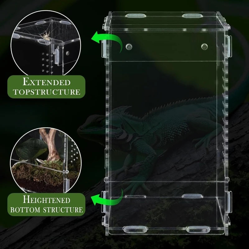 Acrylic Spider Habitat Container Portable Small Animals Insect Frog Climbing Pet Container Feeding Box Small Animals Cages