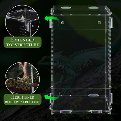 Acrylic Spider Habitat Container Portable Small Animals Insect Frog Climbing Pet Container Feeding Box Small Animals Cages