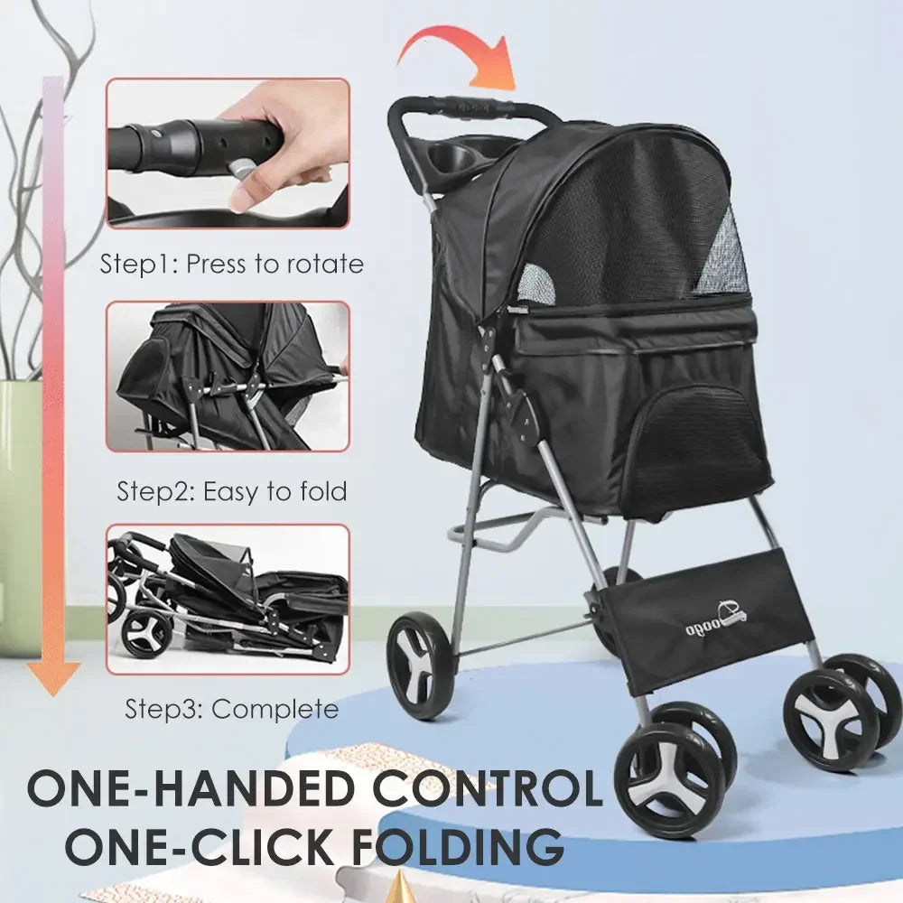 Pet Stroller Lightweight Folding Universal Wheel Cat Dog Travel Breathable Pet Stroller Outdoor Stroller for Small Medium Pets