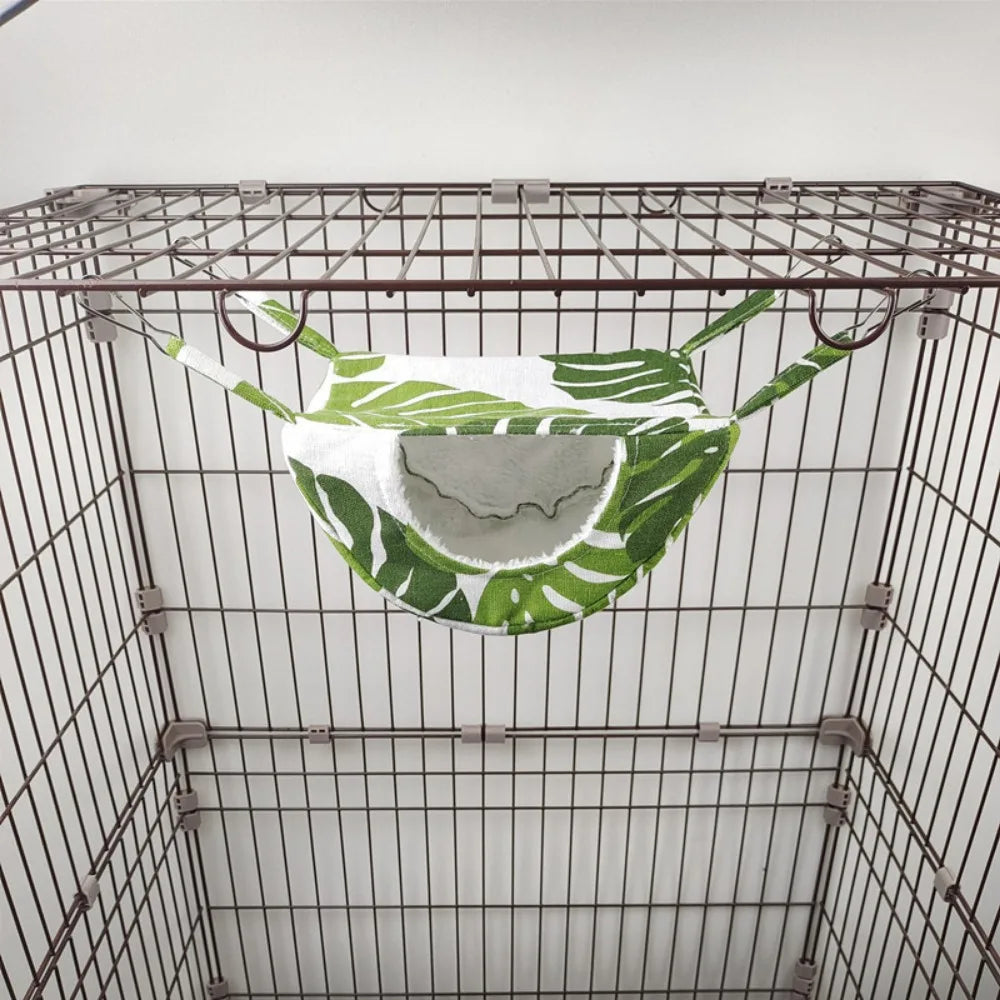 2025 Hanging Ferret Hammock Cage Printed with Hooks Hamster Hammock Ferret Warm Bed For Guinea Pig Hideout Mouse