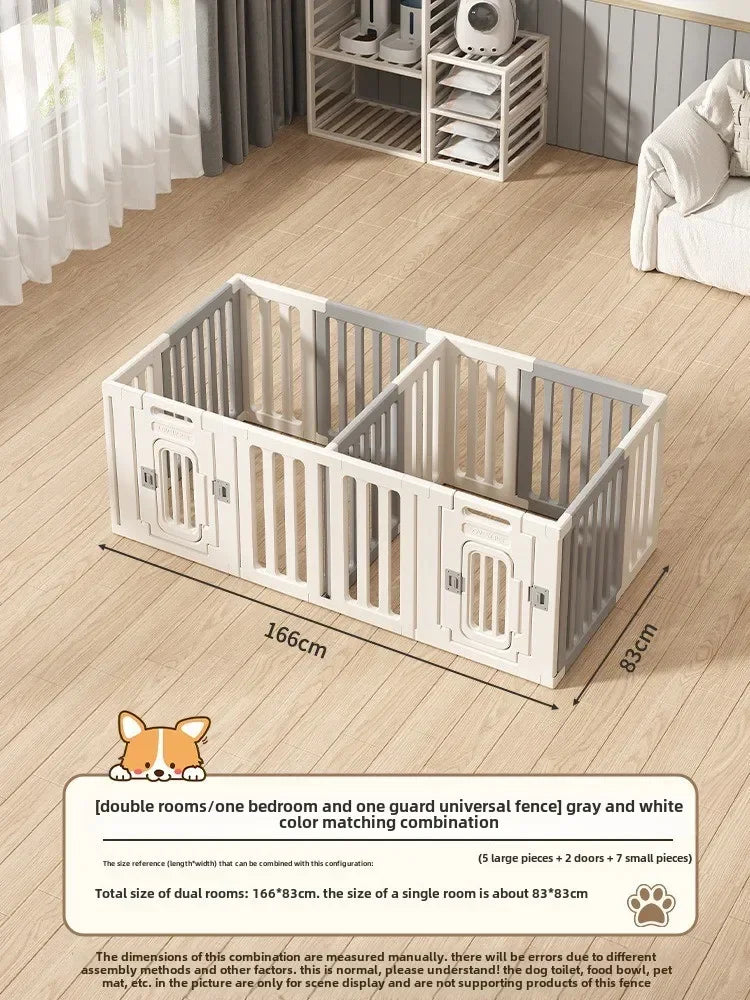 Gray and white color dog fence, foldable pet guardrail combination, small and medium-sized dog cage, indoor isolation fence