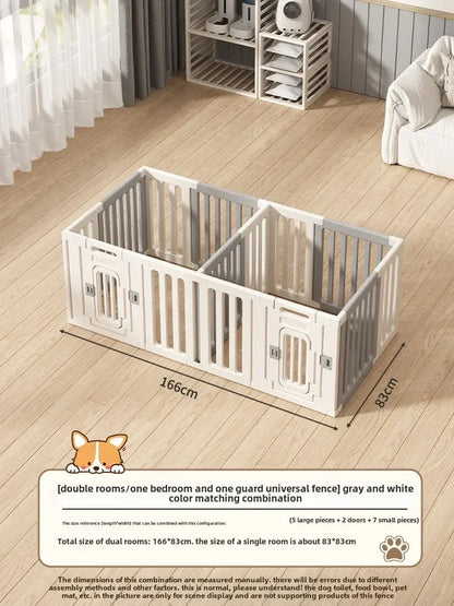 Gray and white color dog fence, foldable pet guardrail combination, small and medium-sized dog cage, indoor isolation fence