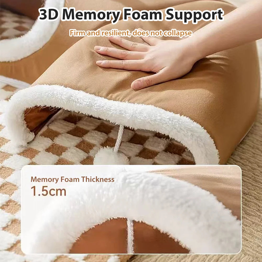 Cat Bed Tunnel Cat Play Tunnel Warm Shelter Tent House Toys for Dog Pet Animal Indoor Outdoor Wall-Corner Games Outside