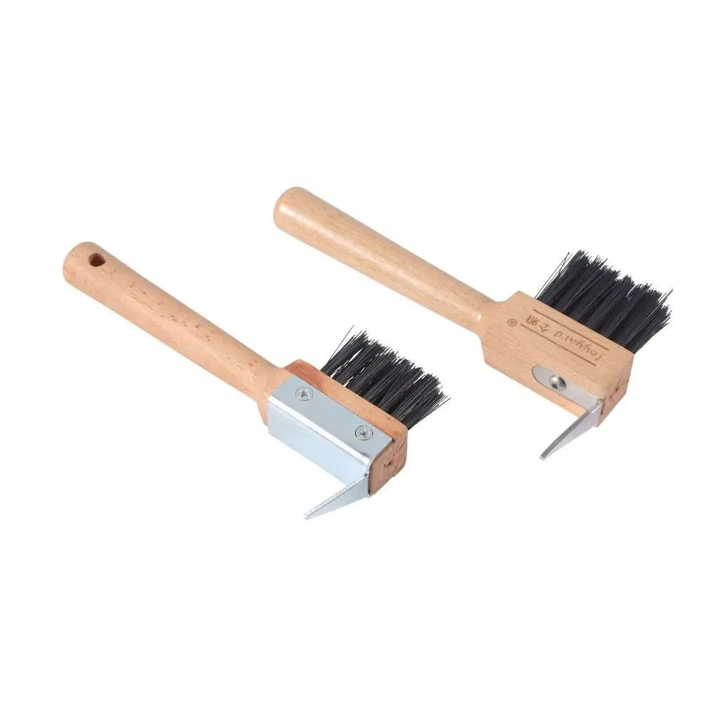 Wooden Handle Horses Hoof Pick Grooming Brush Farming Tools Hoof Cleaning Brush Trimming Stainless Steel Horses Grooming Pick
