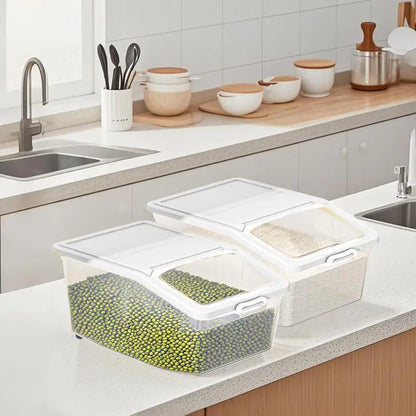 2pcs Kitchen Rice Storage Box Insect Proof and Moisture Proof Dispenser Flour Cereal Bucket Kitchen Organizer Food Container