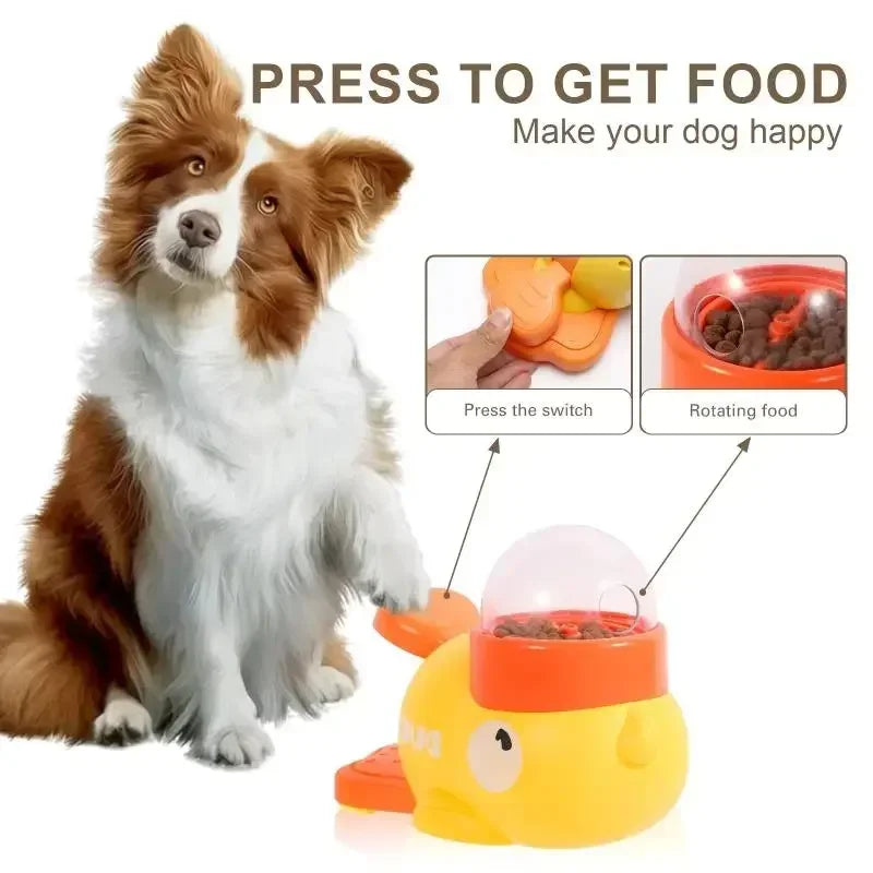 Interactive Dog Toy Pet Automatic Food Treat Dispenser Cartoon Duck Design Slow Food Pet Snack Feeder for Dog Training