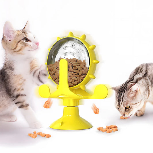 cat treat wheel, interactive puzzle feeder,  food dispensing toy, fun cat games, indoor cat entertainment