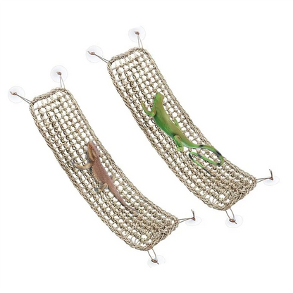 B84B-2 Pack Lizard Reptile Bearded Dragon Hammock Climbing Toy Seagrass Fiber Habitat Accessories For Amphibians
