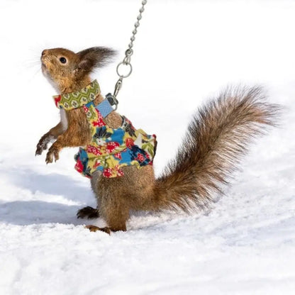 Multicolor Ferret Harness and Leash Set Floral Pattern Adjustable Strap Ferret Harness Vest Wear-resistant Breathable