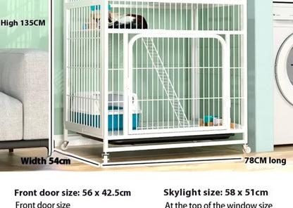 Window Openable Mesh Cat Cages Creative Pet Villa Duplex Luxury Cat Dog House Durable Metal Pet Room Modern Minimalist Doghouse