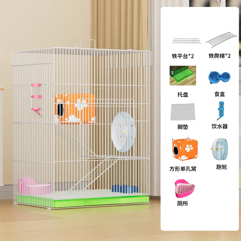 ‌3-Tier Extra Large Small Pet Cage - Sugar Glider Ferret-Proof Habitat, Multi-Level Rat Mansion Villa, Chew-Proof Removable Tray