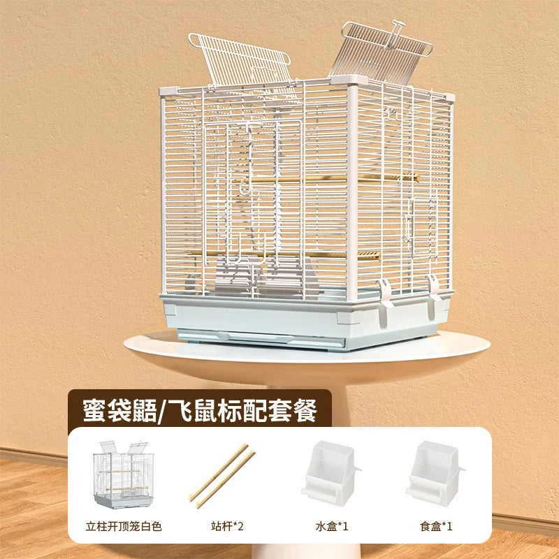 Small Pet Cage Insulated Habitat for Sugar Glider Degu Mouse Rat Chinchilla Ferret with Dense Metal Wire