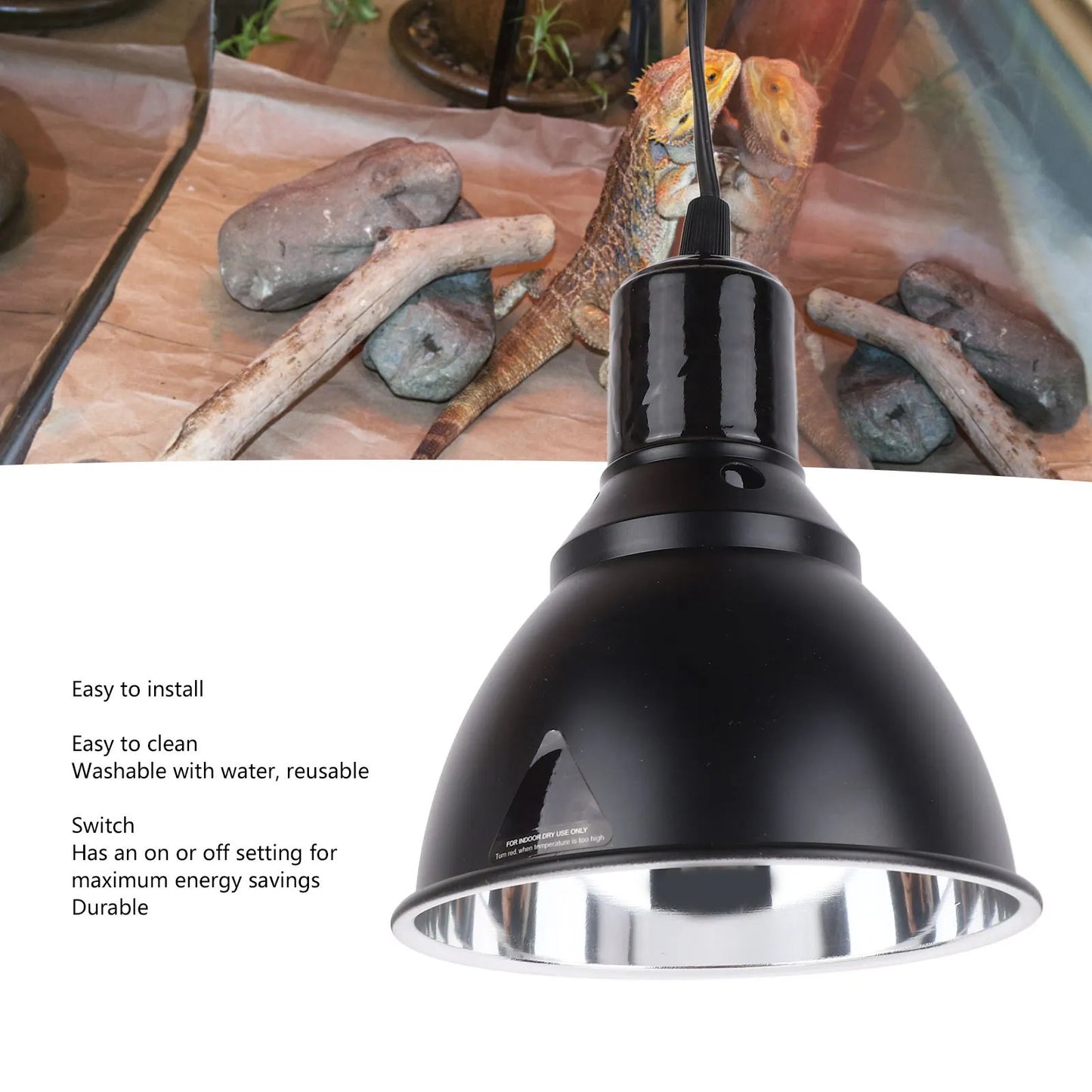 5.5in Reptile Lamp Fixture Uniform Heating Professional Shallow Dome Lamp Cap for Amphibians