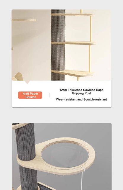 Solid Wood 1 Multi-Level Cat Climbing Frame Large Cat Tower Cat Tree Villa