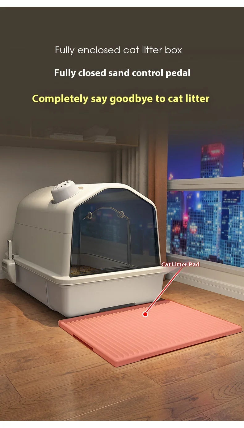 Cat Litter Box, Fully Enclosed, Odorless and Deodorizing, Extra Large Size for External Splashing in Cat Toilets, Cat Litter Box
