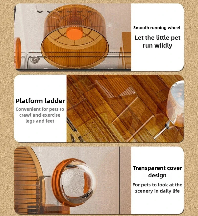 Hamster Cage Transparent Hamster Nest Breathable and Ventilated Integrated Luxury Multifunctional Hamster Product Small Animals