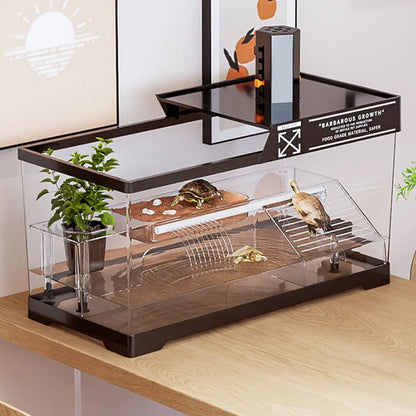 Reptile Terrariums Desktop Ecological Tank Amphibious Transparent Landscaping Terrariums Turtle Tarantulas Geckos Breeding Box