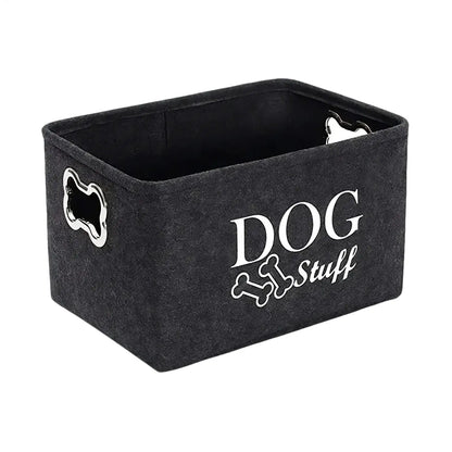 Dog Toy Bin Pet Toy Box with Handle Pet Toy Bin Organizer Dog Stuff Organizer Cat Toy Basket Container for Dog Chew Toys