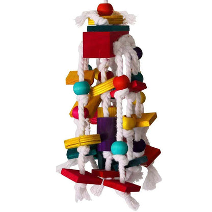 Cage Hanging Rope Bird Climbing Chewing Toys Multicolored Natural Wooden Bird Chewing Toys for Conure Cockatiel Budgies