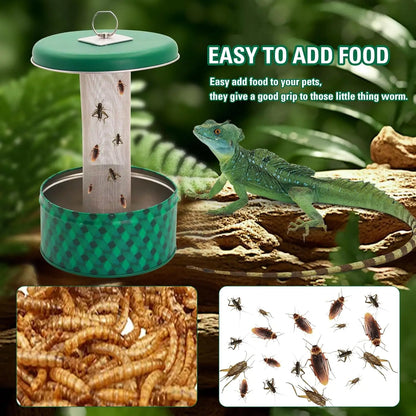 Bearded Dragon Feeder Chameleon Bug Bowl Reptile Feeder Box Wall-Mounted Insect with Suction Cups Tank and Aquarium Accessories