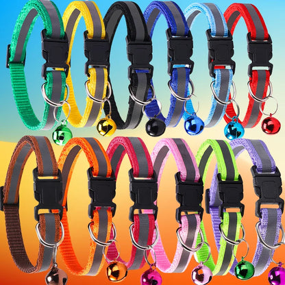 Pet Collars Cute Print with Bell Cats Collars Outdoor Adjustable Necklaces 12pcs/set