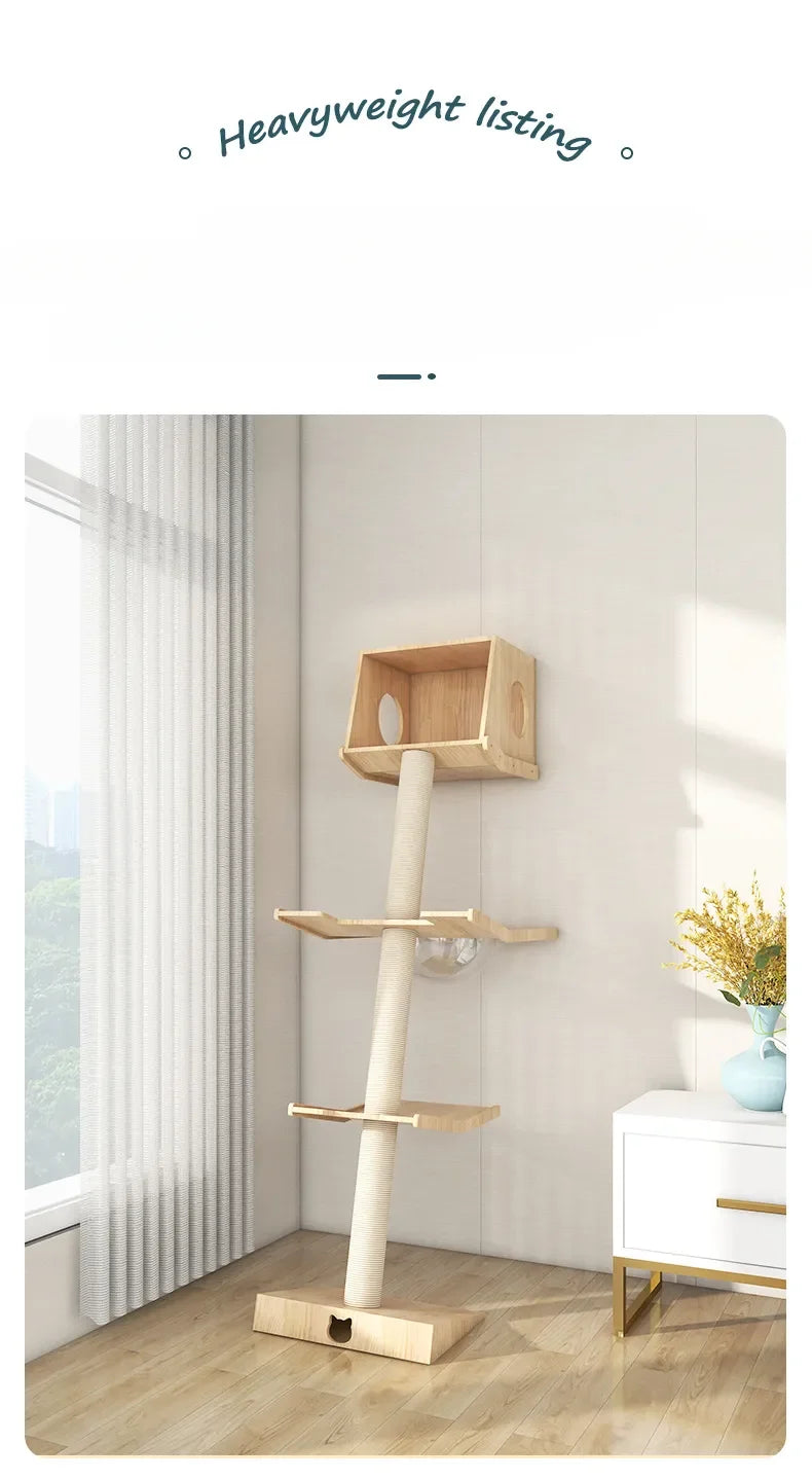 Luxury Large Cat Trees & Towers Wood Scratching Post for Cat Toys Gym Hiding House Sleeping Pad Cooling Pad Pets Stuff Products