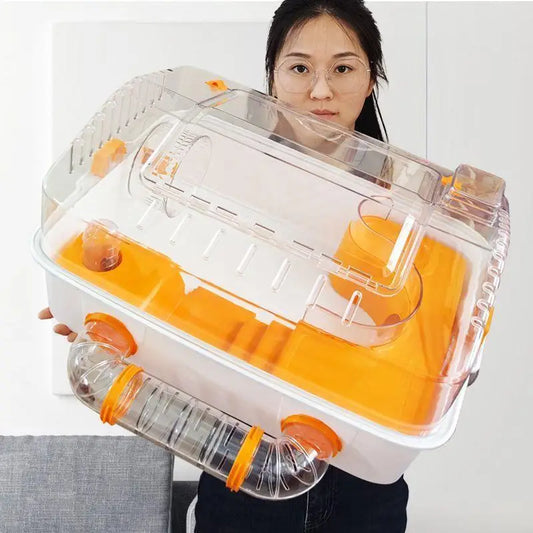 Hamster Cage Large And Cheap Acrylic Transparent Gold Bear Luxury Villa Breeding Box Supplies Set