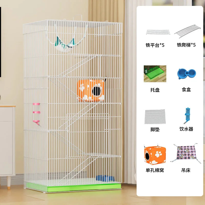 ‌3-Tier Extra Large Small Pet Cage - Sugar Glider Ferret-Proof Habitat, Multi-Level Rat Mansion Villa, Chew-Proof Removable Tray