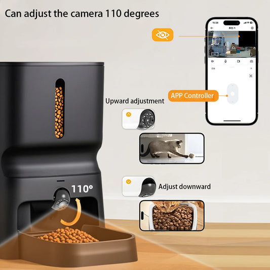 Smart Automatic Cat Feeder 7L with 1080P Camera Night Vision WiFi 2.4G/5G APP Control Voice Call Pet Food Dispenser for Cats Dog