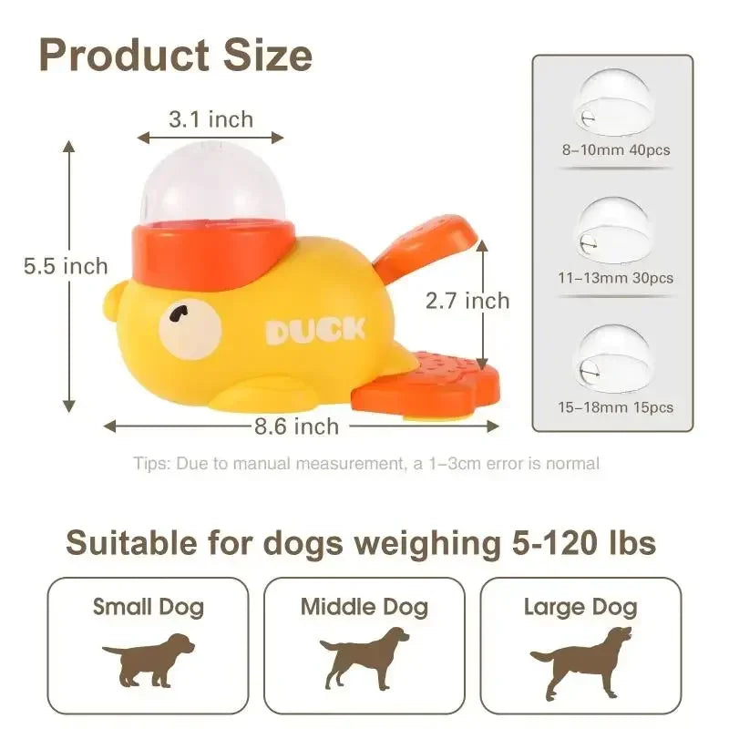 Interactive Dog Toy Pet Automatic Food Treat Dispenser Cartoon Duck Design Slow Food Pet Snack Feeder for Dog Training