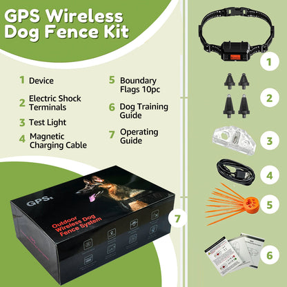 GPS Pet Fence Electric Wireless Dog Tracker Collar Pet Containment System Waterproof Dog Training Collar Anti Run Away Safety