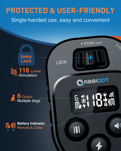 ABBIDOT T60 Dog Training Collar 2 in 1 Strap With E-clicker Electric Shock 4100ft 1250m Waterproof 118 Levels 2024 New Version