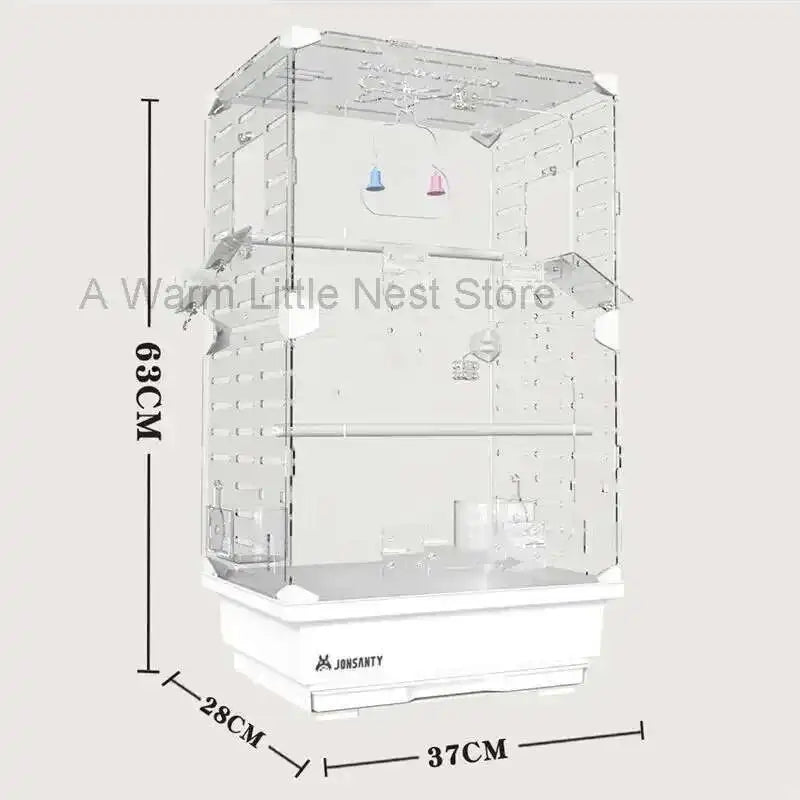 Large Acrylic Splash-proof Breathable Birdcage Fully Transparent Ornamental Bird Cage Parrot Cage Budgie Cockatiel Luxury Villa
