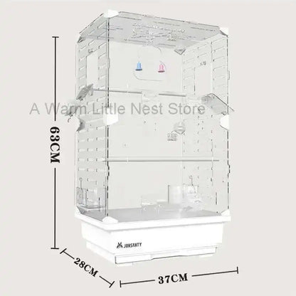 Large Acrylic Splash-proof Breathable Birdcage Fully Transparent Ornamental Bird Cage Parrot Cage Budgie Cockatiel Luxury Villa