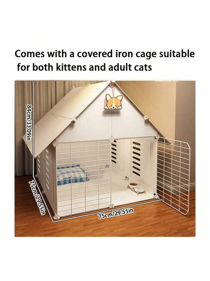 Dog cage Home large space small dog dog Blue cat English short cat villa Pomeranian teddy Corgi dog house iron cage