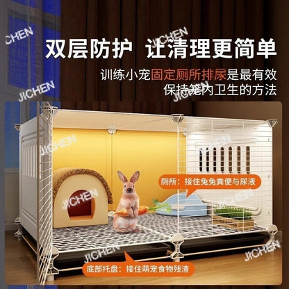 ZQ Rabbit cage Rabbit cage with toilet Rabbit  Household large guinea pig guinea pig Ornamental villa plastic