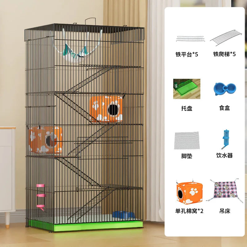 ‌3-Tier Extra Large Small Pet Cage - Sugar Glider Ferret-Proof Habitat, Multi-Level Rat Mansion Villa, Chew-Proof Removable Tray