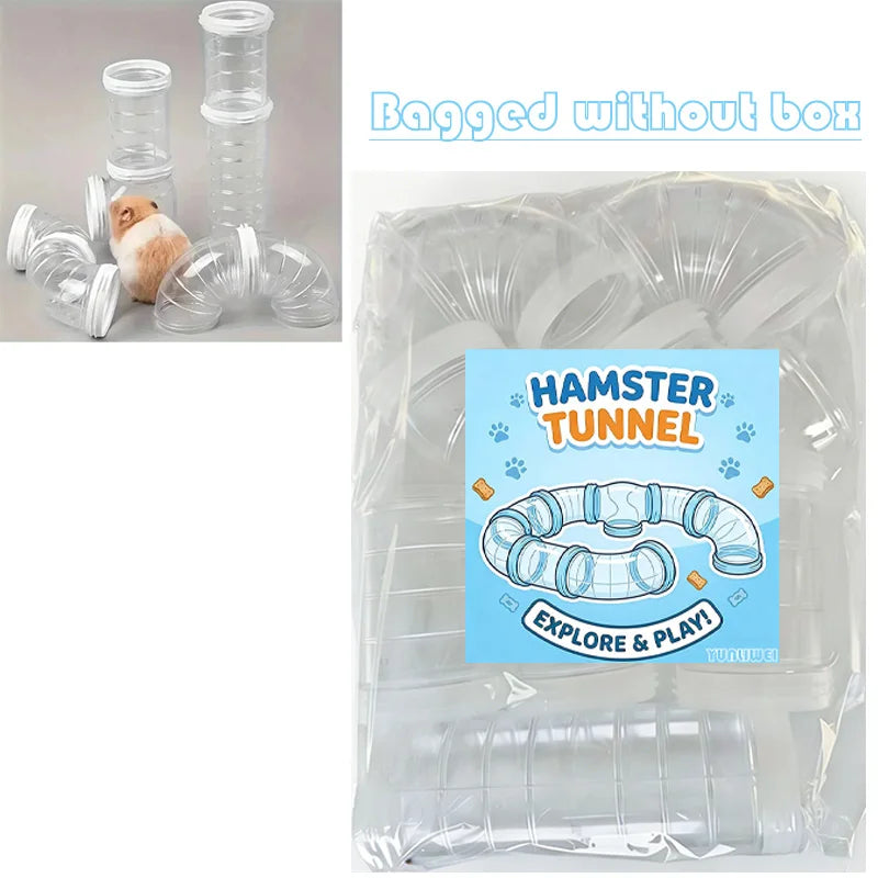 Hamster Tube Set Transparent Curved Tube Pet Cage Tunnel Connection Tunnel Exercise Toy Suitable for Mice Hamsters Rats and Ot