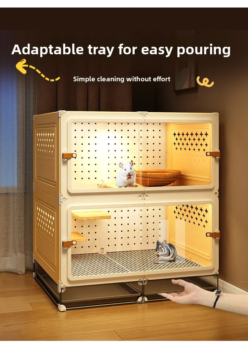 Deluxe Chinchilla Cabinet Cage 3 Level Squirrel Hutch Glider Enclosure Big House