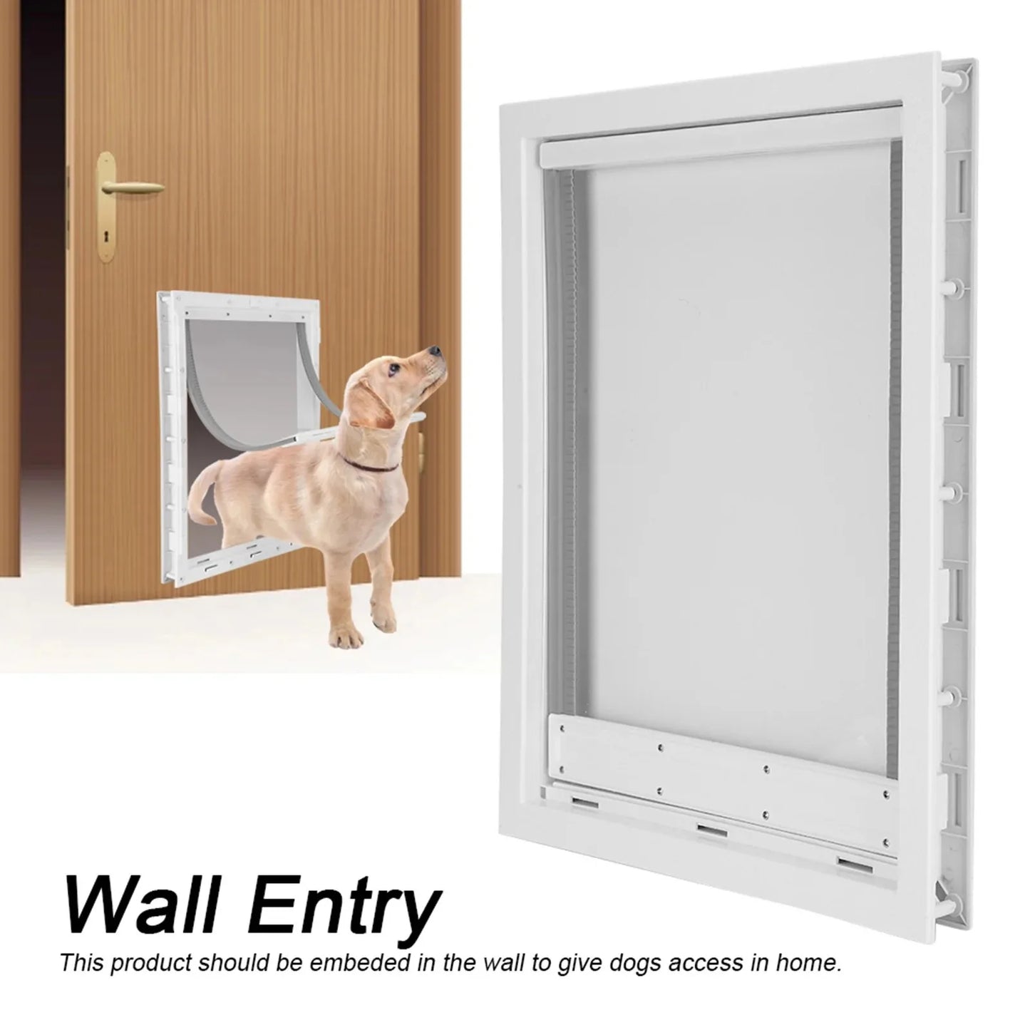 2XL Inner Flap 55*36cm Big Dog Door for Wooden Doors HQ ABS Flame PVC Enter Outer Anti Raining Cover Insulated Cold Weather