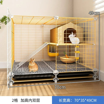 Large Two-Story Rabbit Cage Metal Wire Pet Hutch with Removable Tray Home Bunny House for Indoor Spacious Habitat for Rabbit